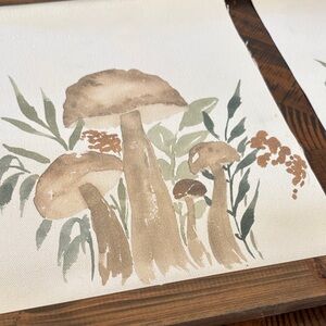 Mushroom and Foliage Canvas Art x2